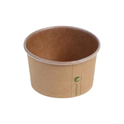 Isbæger 240 ml 8 oz Ø96x52 mm kraft pap PLA bionedbrydelig Brun 20 ps/krt.