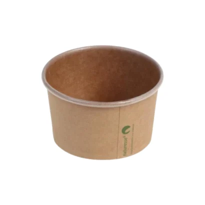 Isbæger 180 ml 5 oz Ø85x52 mm kraft pap PLA bionedbrydelig Brun 20 ps/krt.