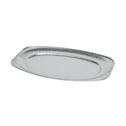 Oval alufad, 54,8x35,9x2,2cm, sølv, aluminium, stor, 6x10 stk/krt