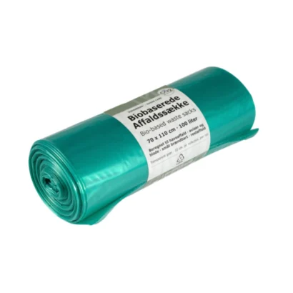 Biobaserede Sække, 100 L, Transparent Grøn, LDPE/Sukkerrør